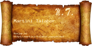 Martini Talabor névjegykártya